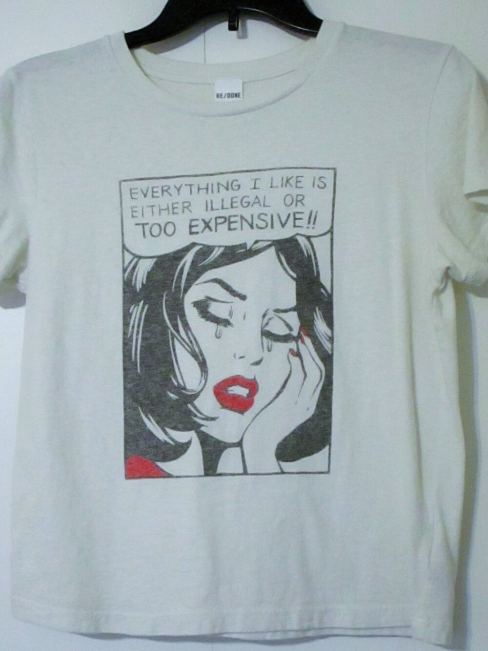 RE DONE Graphic Print Tee Shirt Everything I like Top Small EUC